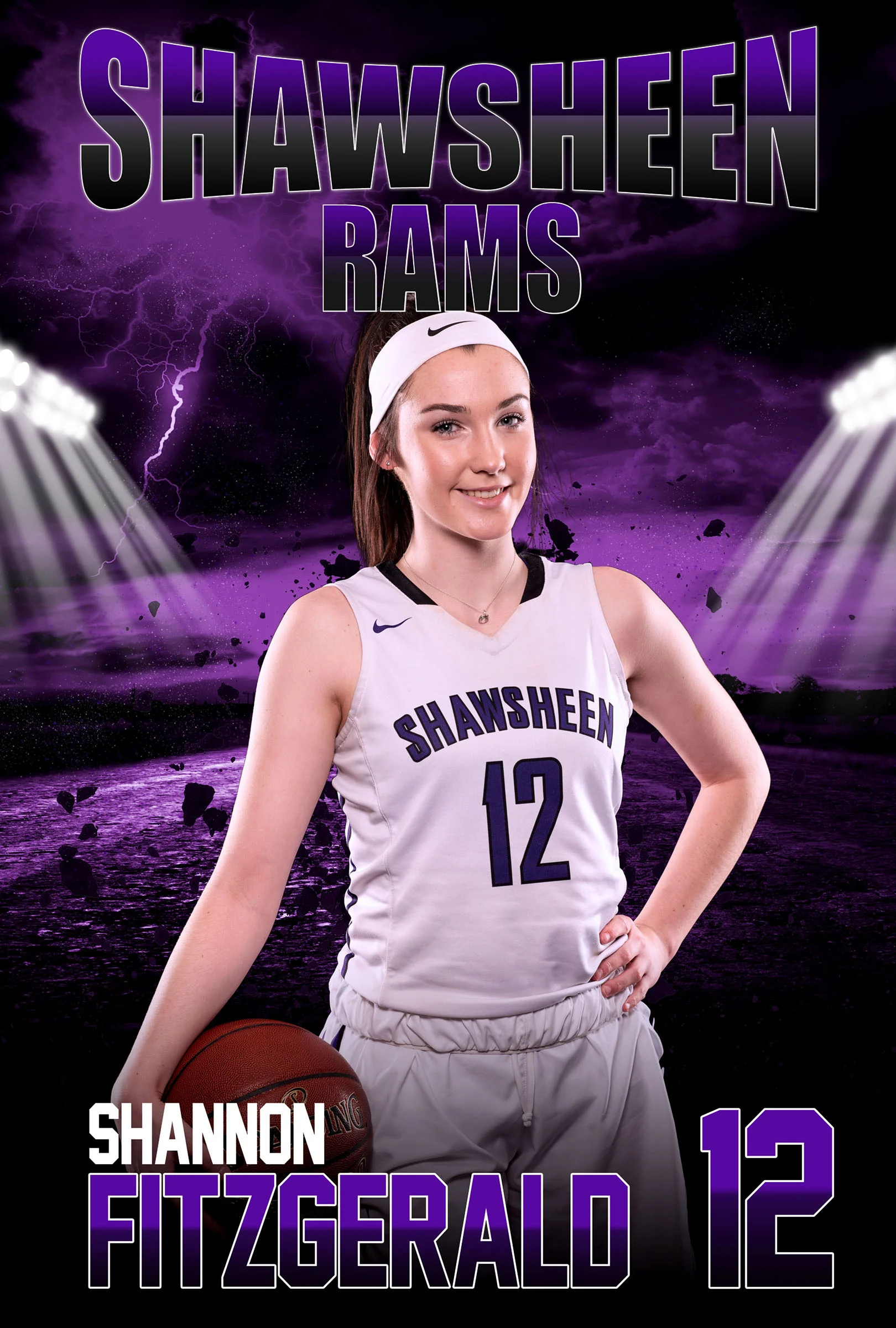 Banner for Senior Night for Varsity girls Basketball Team