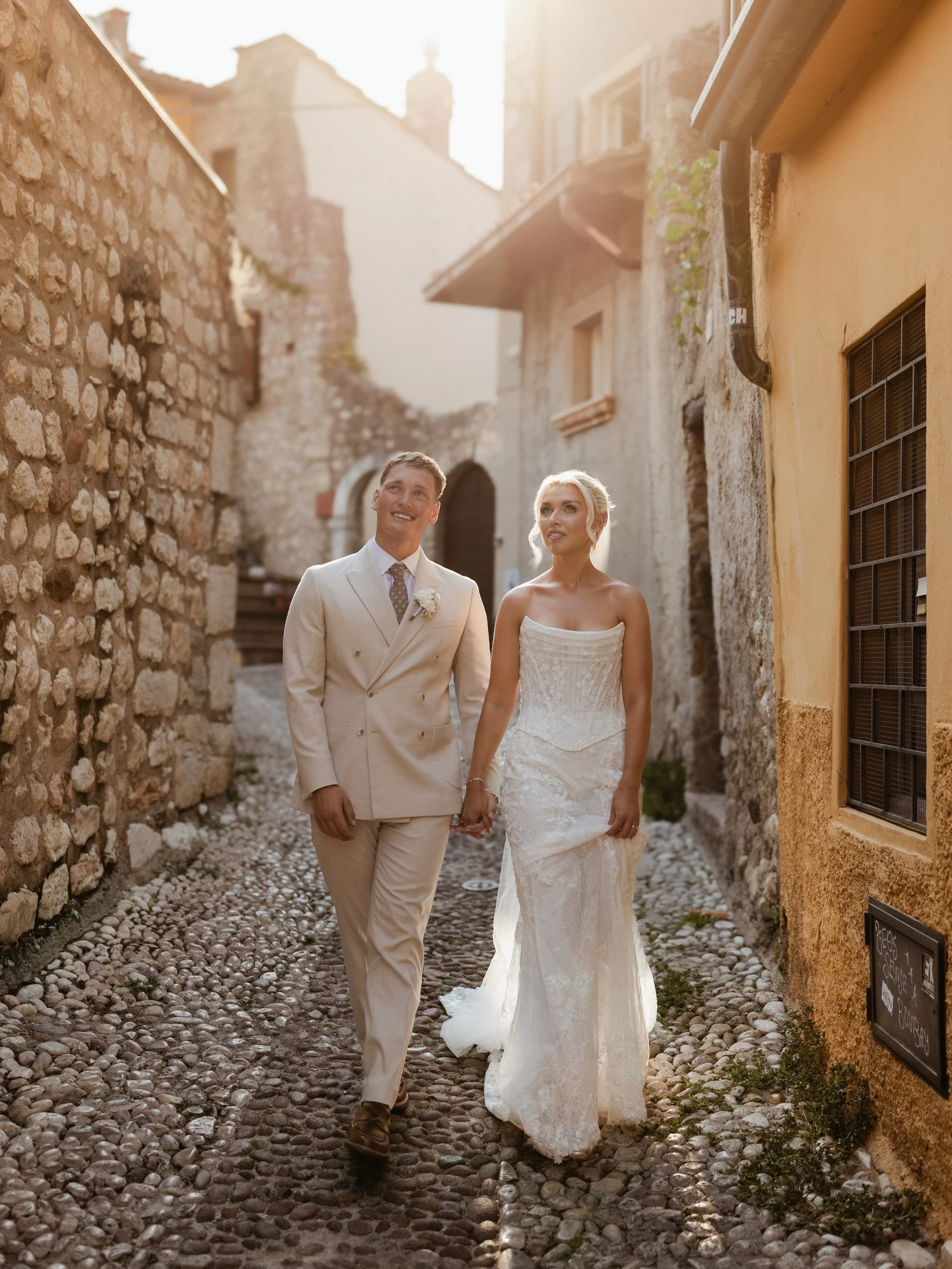 This time last week in Lake Garda with Meg &amp; Matty 🇮🇹

//

Boutique - @sorella.bridal
Dress - @pronovias
Suits - @mossbros
Shoes - @grensonshoes
Hair &amp; MUA - @elenlenko_wedding / @blbsmanagement
Video - @cspaldingcamera

#lakegarda #lakegar