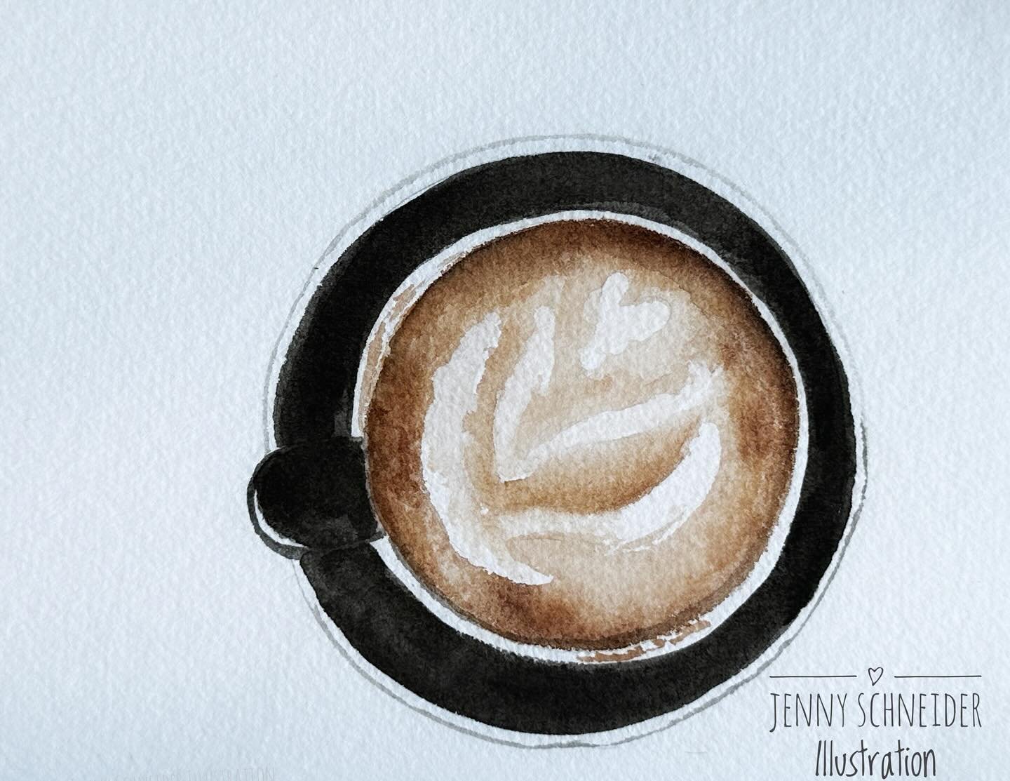 Yay- it&rsquo;s Friday. Just a little watercolor sketch inspired by the amazing coffee I had last week at @sixdepot 🤍
.
Where are your favorite coffee places in Massachusetts? Please share! 
.
.
.
#watercolorillustration #coffee #butfirstcoffee #six