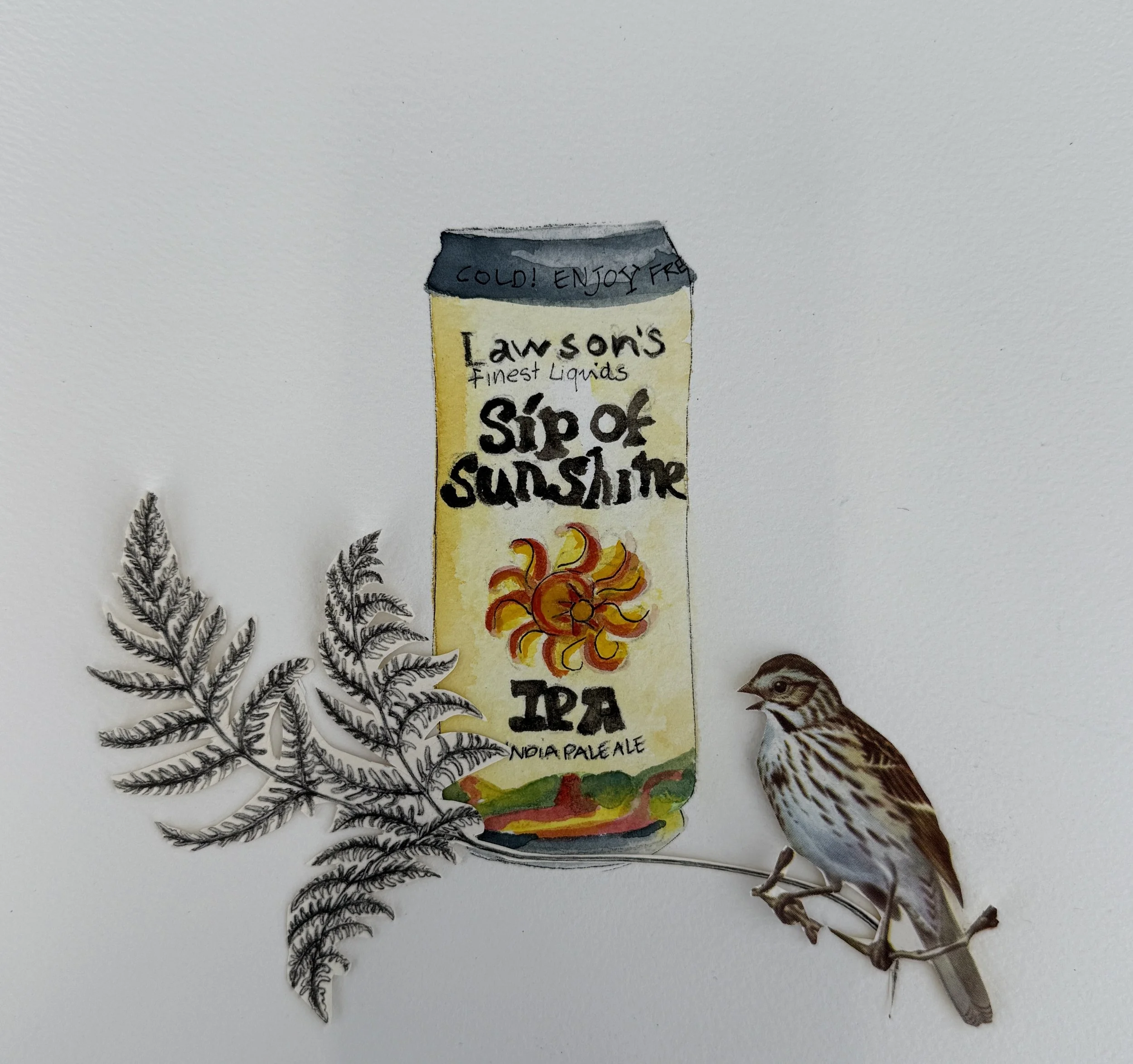 Sip of Sunshine
 
Watercolor & Collage,
 2025
 
private collection