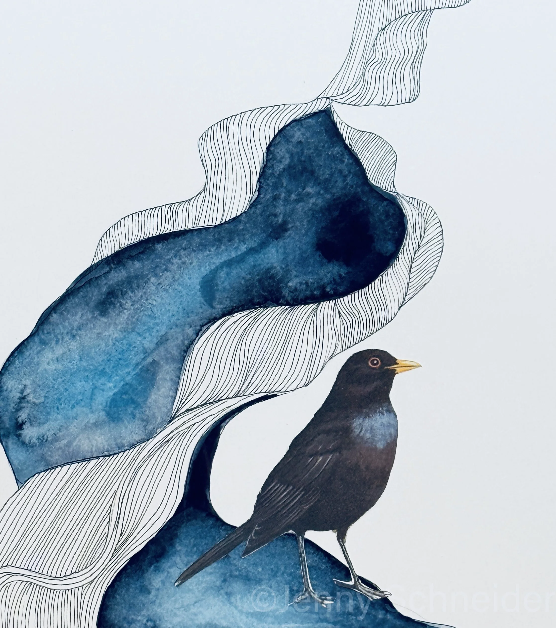 Blue
 
Watercolor, Ink, Collage, 2025
 
private collection 
