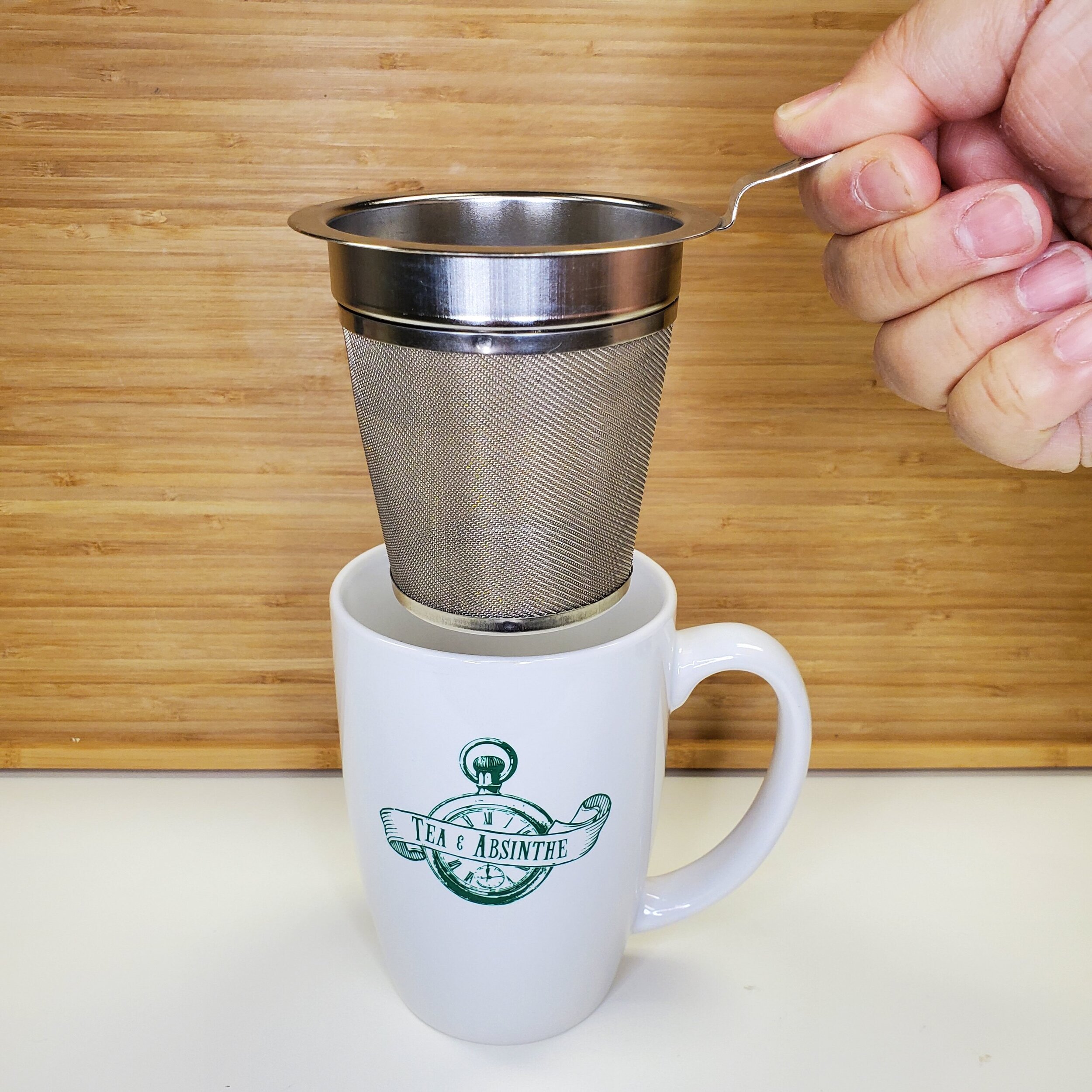 "Tea All Day" in cup tea infuser