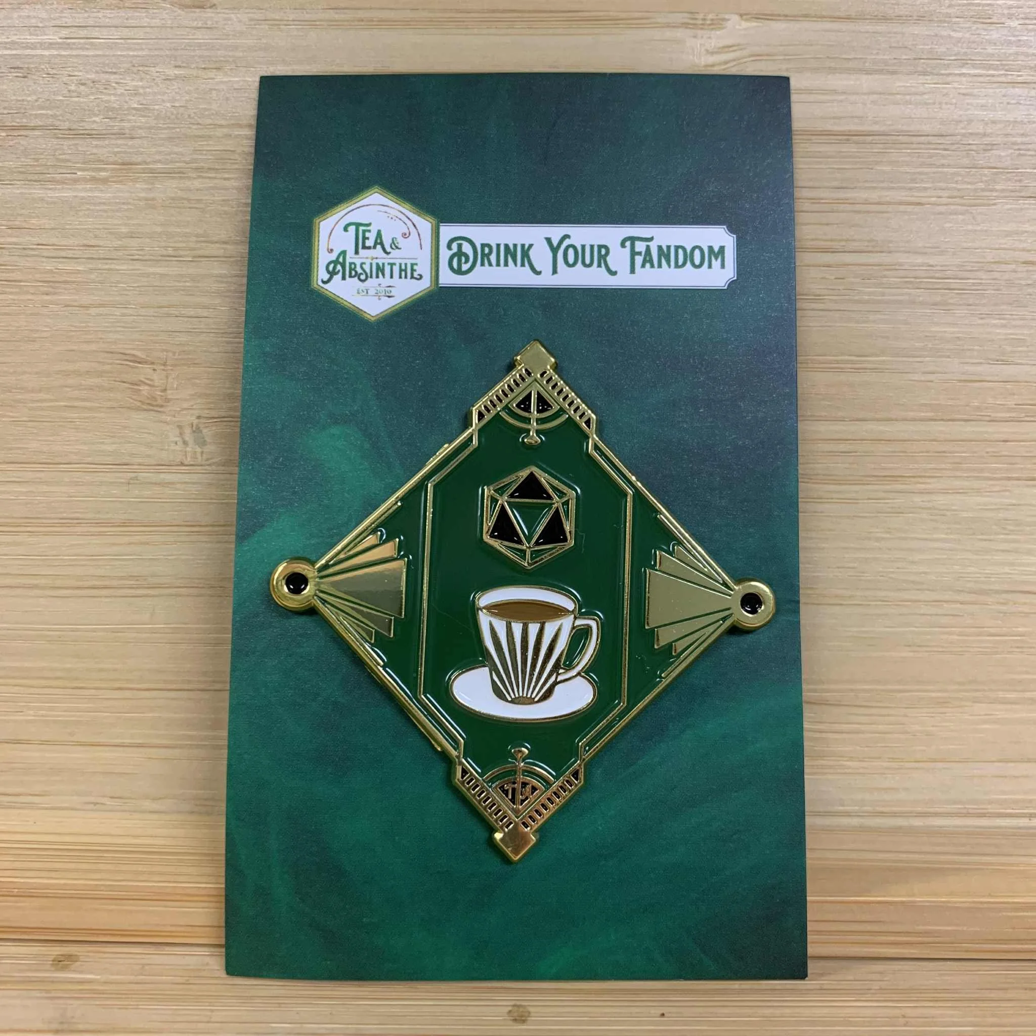 Art Deco and Dice pin - Tea and Absinthe
