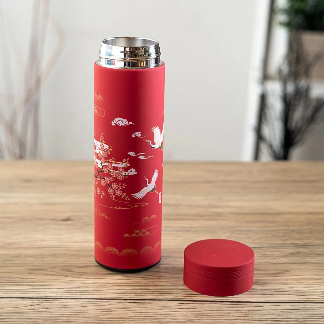 Red Sakura hot/cold travel flask