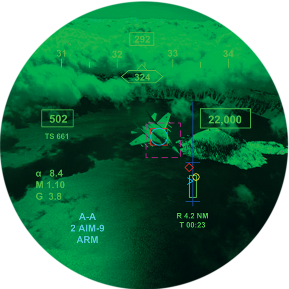 Night vision scene with color symbology