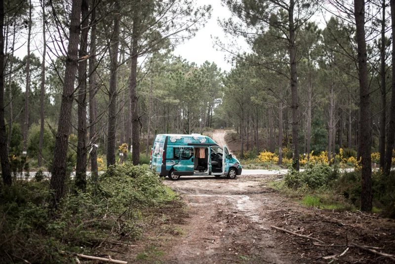 A quick stop in the woods, somewhere along the road. Meet Dolores, our home and carriage for the week.