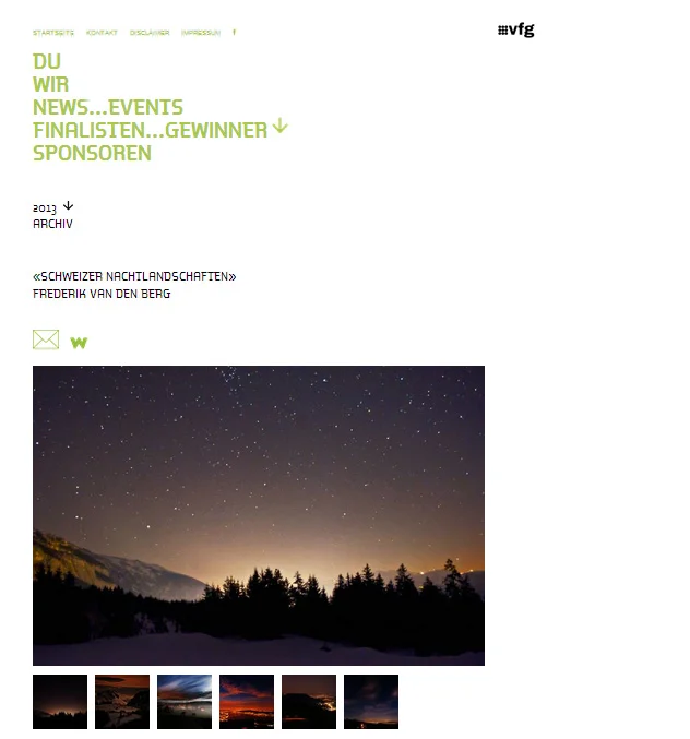 My series "Schweizer Nachtlandschaften" was selected as a Finalist in the VFG Nachwuchsförderpreis 2013. A few days ago I submitted a second round of the series, along with a photo essay about the South Korean version of a VitaParcours. Beside National Geographic, this is the most important photo contest for me. 