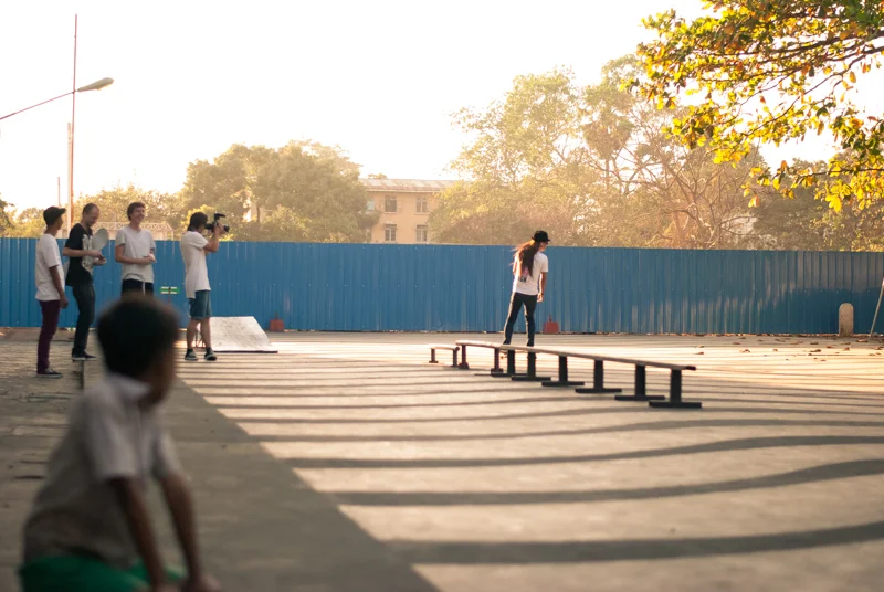 James Holman filming one of the local skaters in Yangon