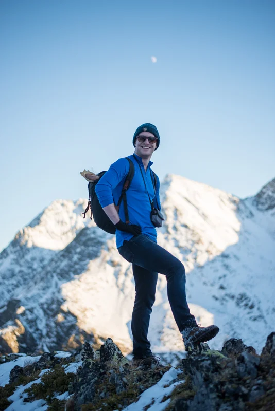 Toby at the top (of a rock)