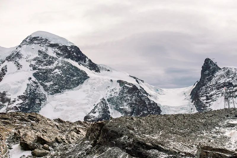 From Klein Matterhorn (right) to the Breithorn (left) at 4164m. 