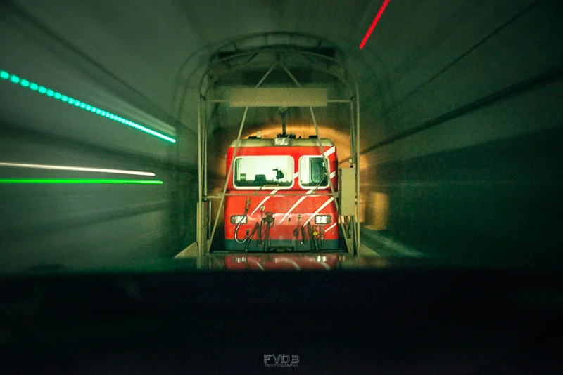A finishing highlight of the journey - riding in a car on a train!