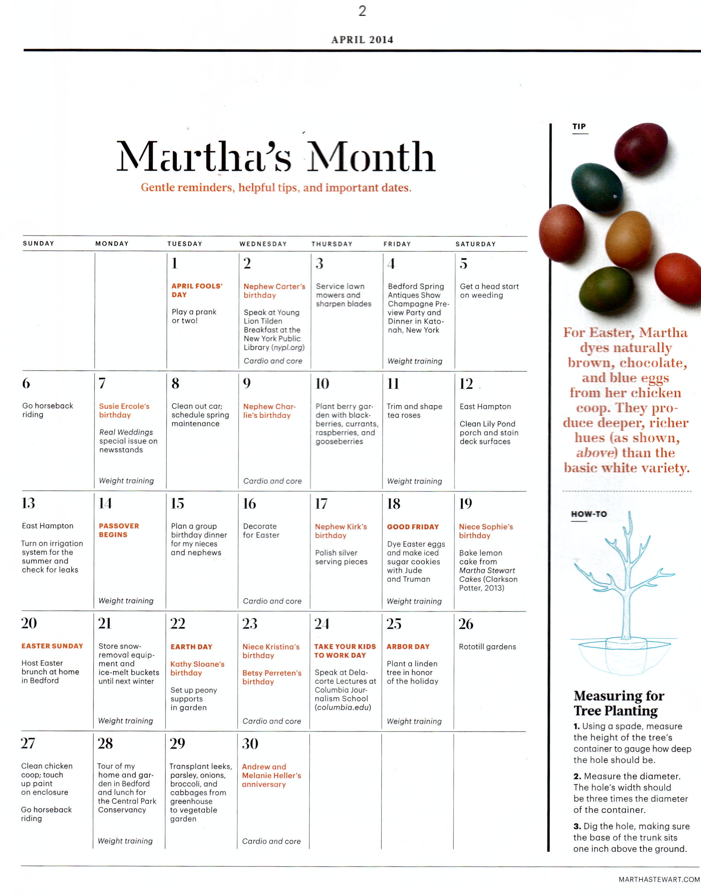 Martha Stewart Living Calendar Liz Heather