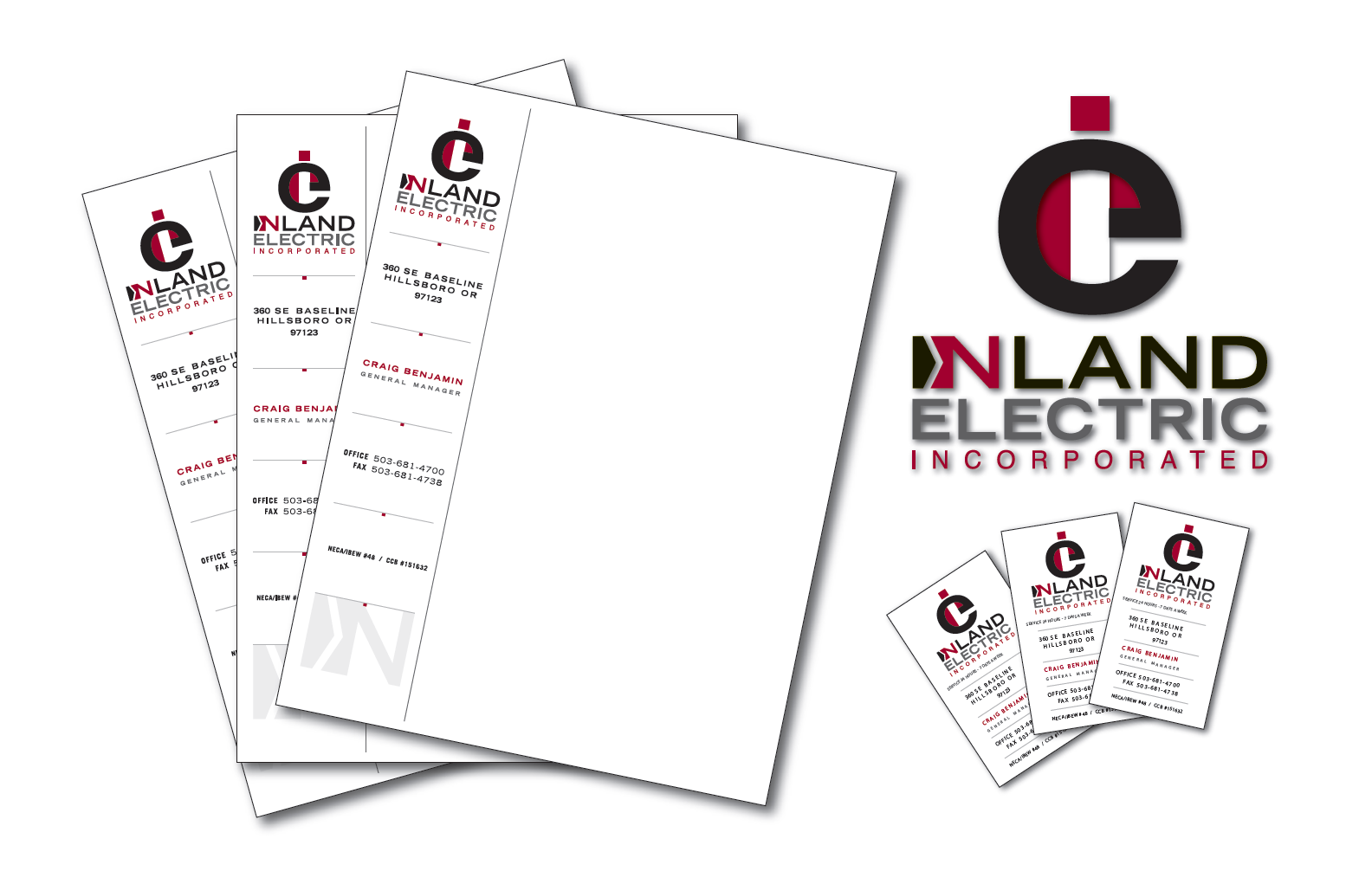 INLAND ELECTRIC IDENTITY DESIGN Logo + Letterhead + Business Card • • •