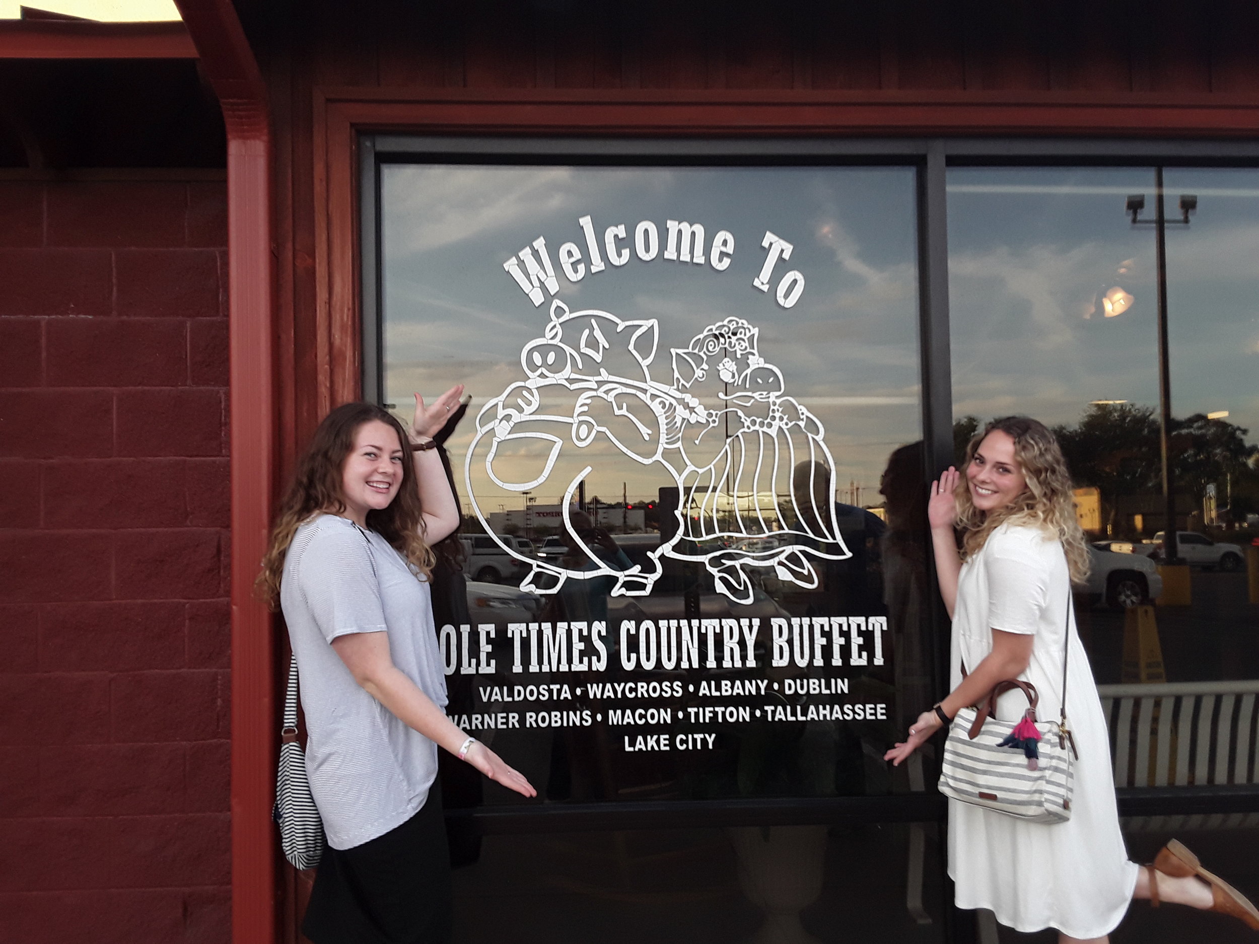 Cute Sister Clark and I ate our weight in tators, creamed corn, fried chicken and all sorts of bad-for-you-gooodness on our trade-off!!