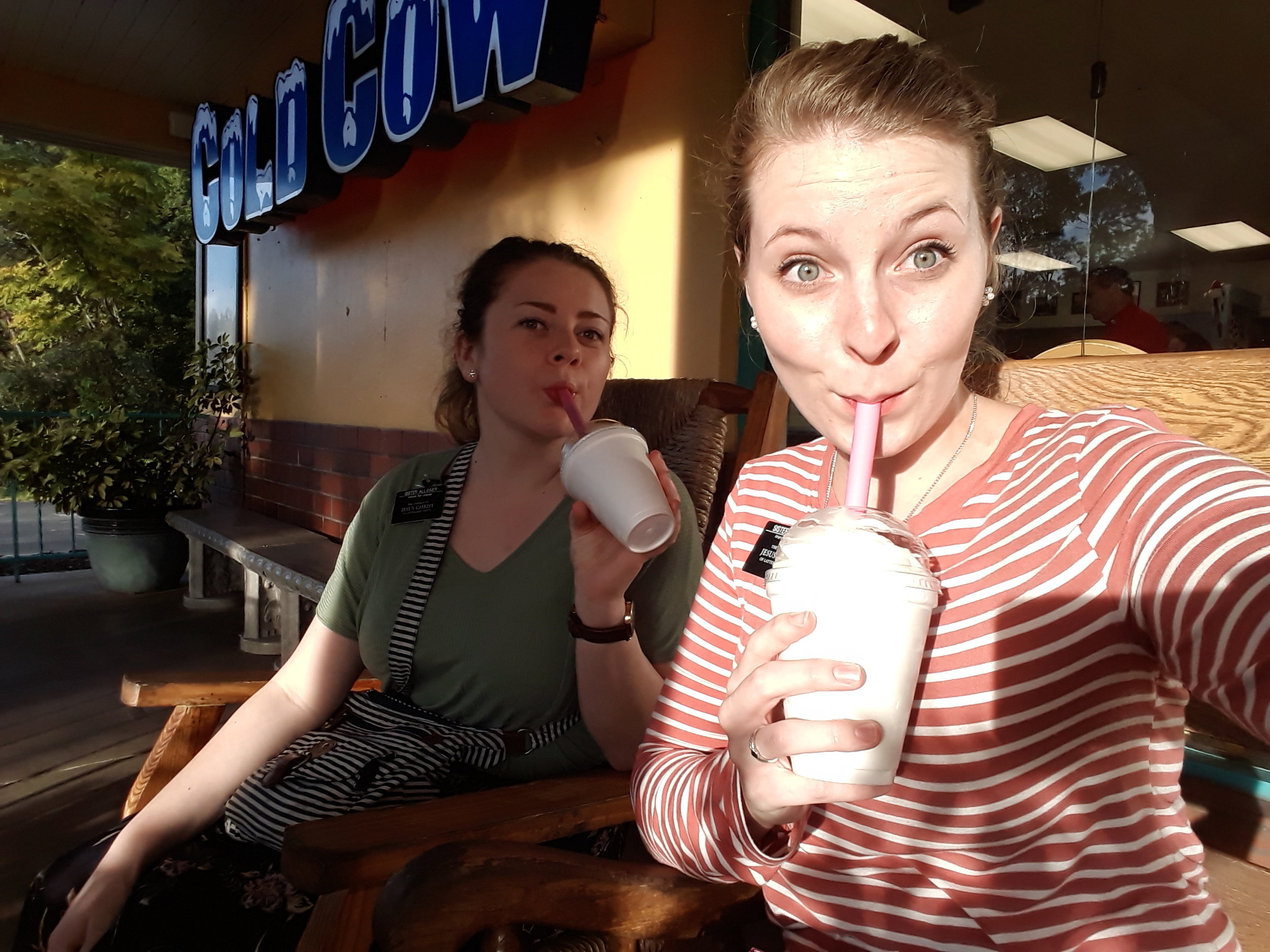 If you look close, my shirt is the same shirt I was wearing in my bread pic. Yes, we got milkshakes and loaves of bread on the same day