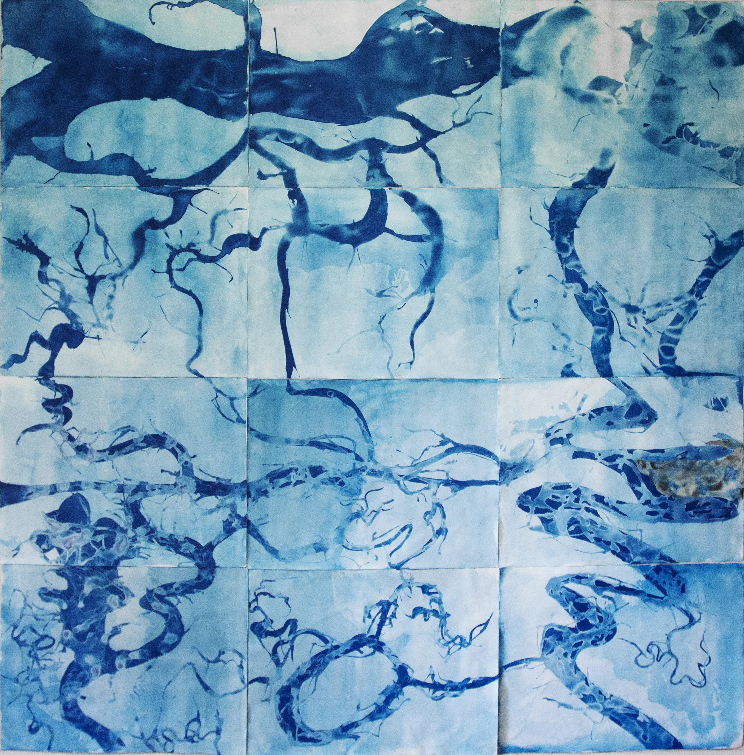 Marsh Map I, Altamaha Sound, Georgia 2019 (cyanotype on watercolor paper 96”x 96”)