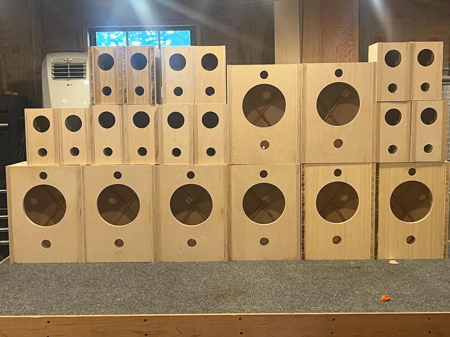 Orcas, Marlins, Tritons, queued up for trimming and sanding.