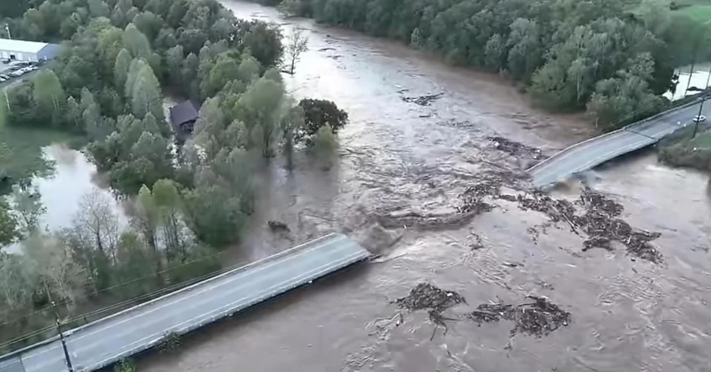 This bridge collapsed less than a mile from the house.  Along with most everyone else in my community, I would have never guessed we were living in a hurricane zone on the leeward side of Appalachia. The city water finally got shut off last night but