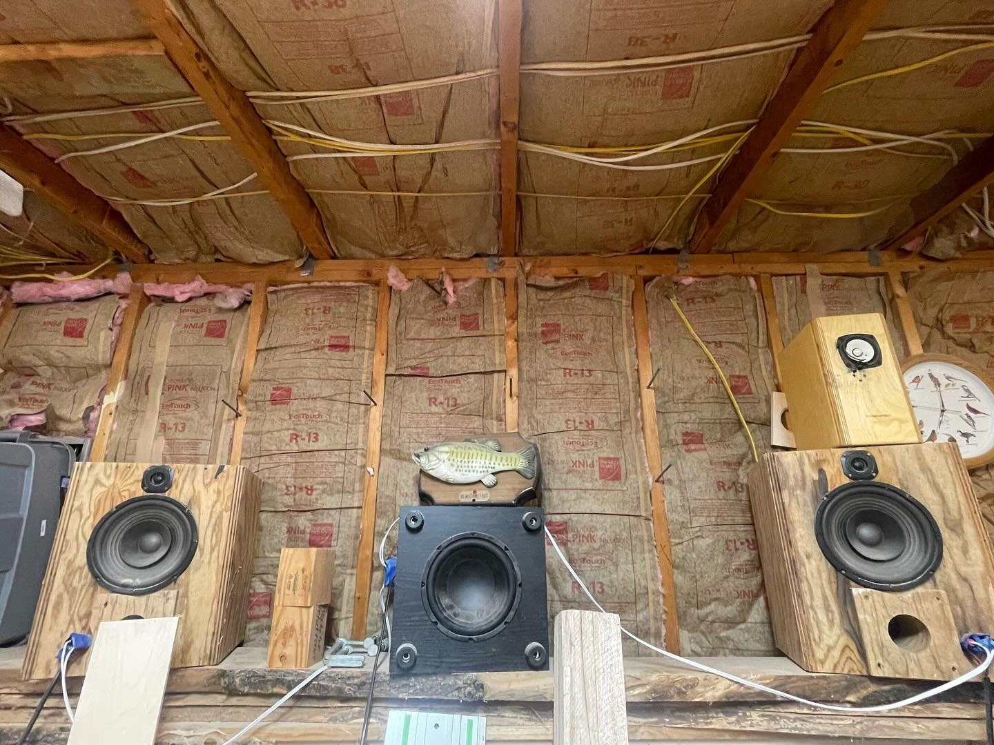 These flood damaged (but still functional) Thrasher prototypes were what earned them the name back in 2013.  The cabinets and drivers somehow survived a major salt water flood we experienced on our old deck on Vashon Island. Initially, the drivers ha