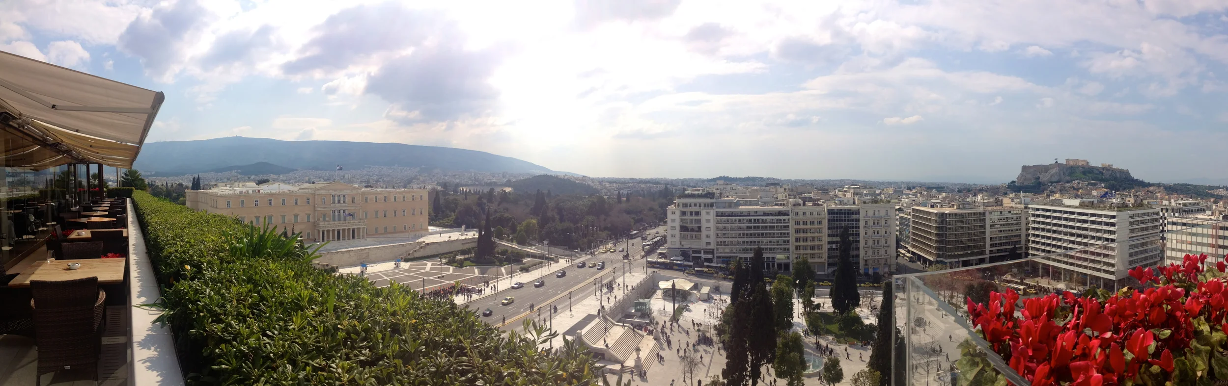Athens and the Acropolis from our hotel rooftop.