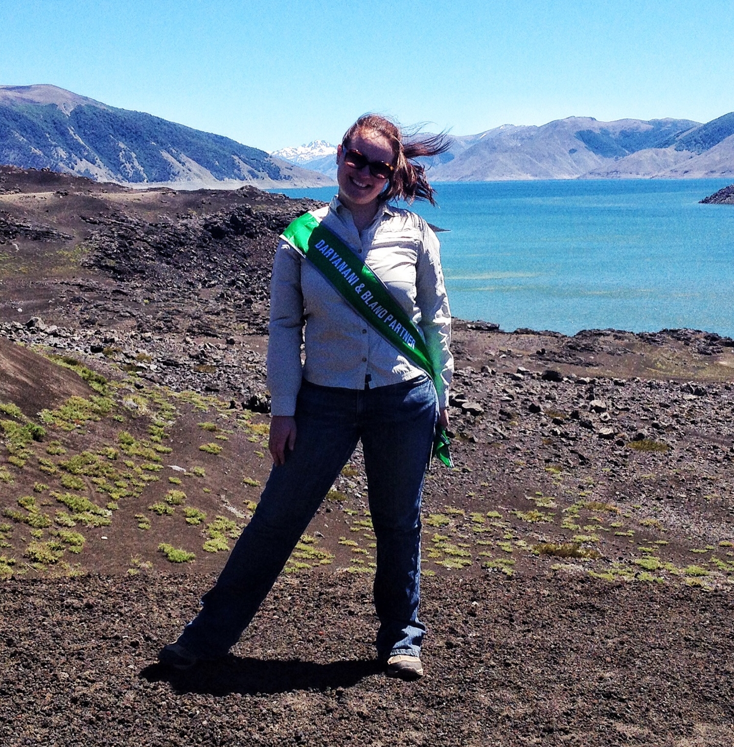 Liz wore her "partner sash" on her recent trip to Chile because she wanted everyone to know her good news!