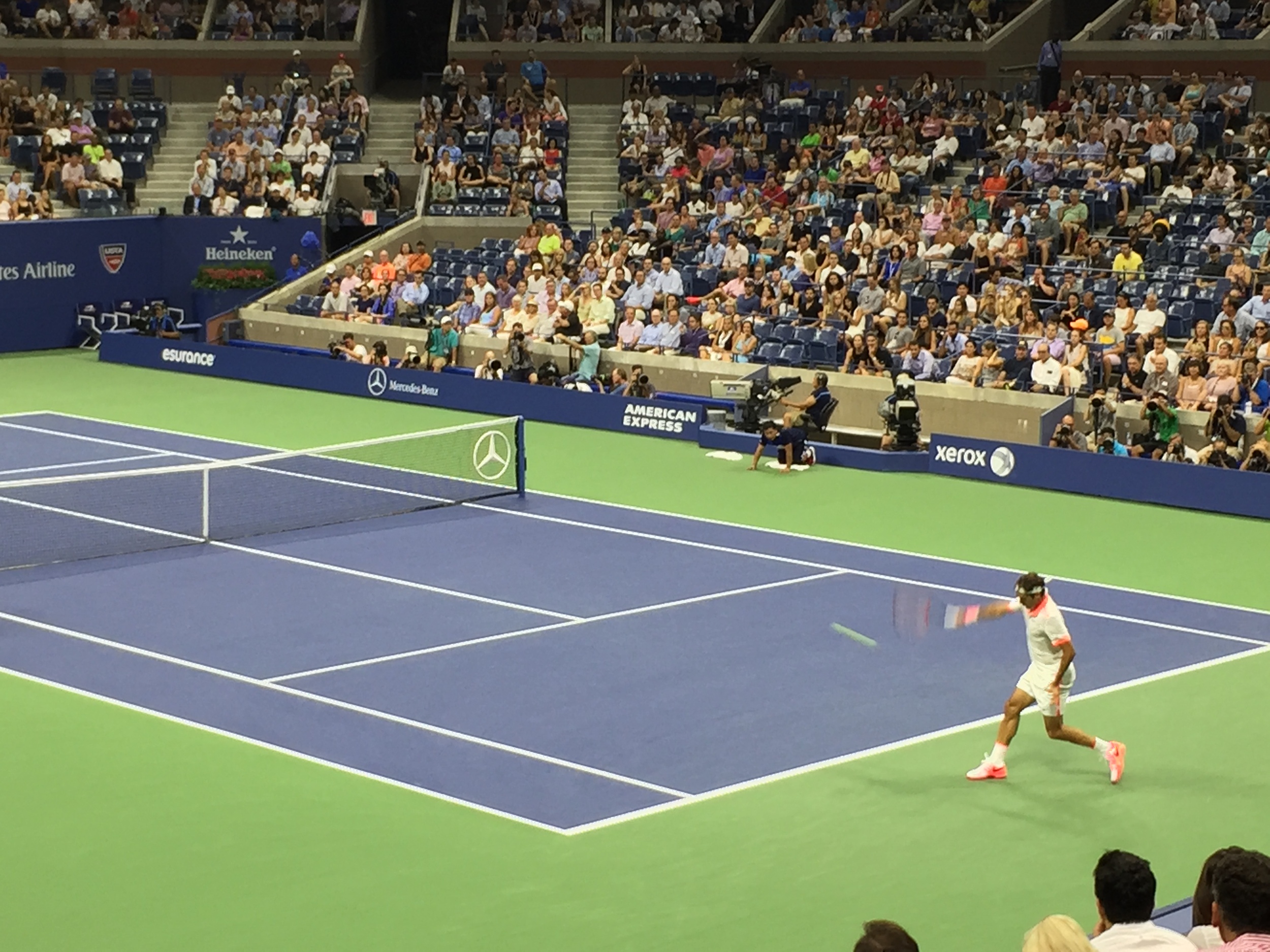 Roger Federer at Arthur Ashe Stadium.