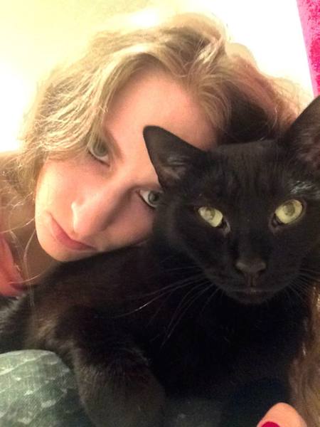 Briana and her cat, Bowie.