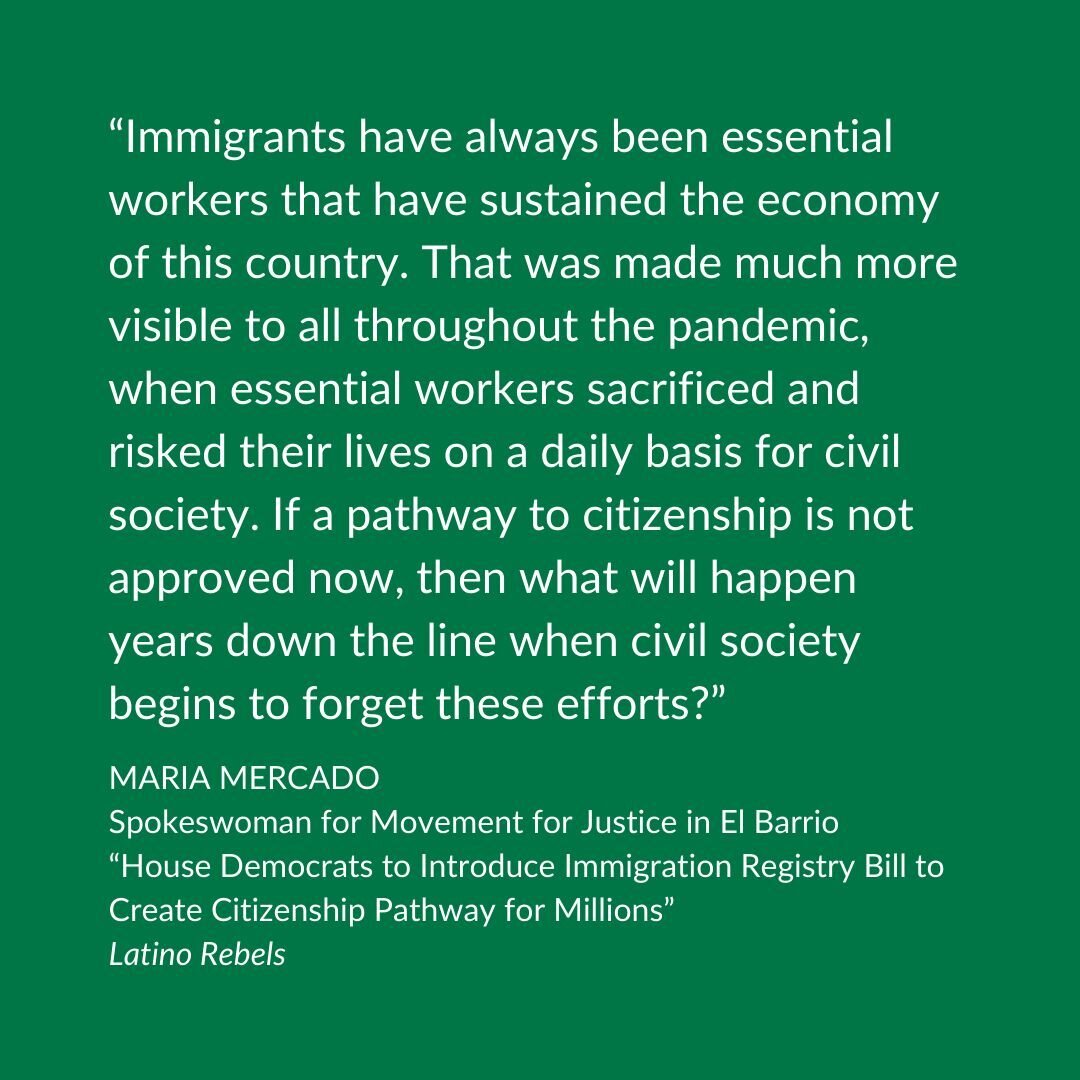 Via @latinorebels
#MondayQuote #EssentialWorkers #PathToCitizenship #ImmigrationRegistry