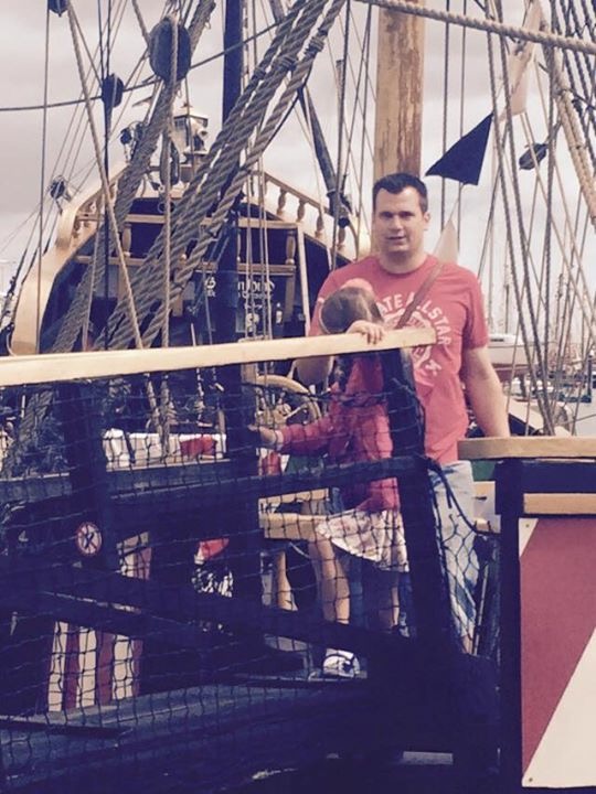 Not a great picture but both myself and my daughter on the full replica pirate ship, it was a great thing to see and I realised that a 6'5" man would not do well on a pirate ship, pirates must have been small men.