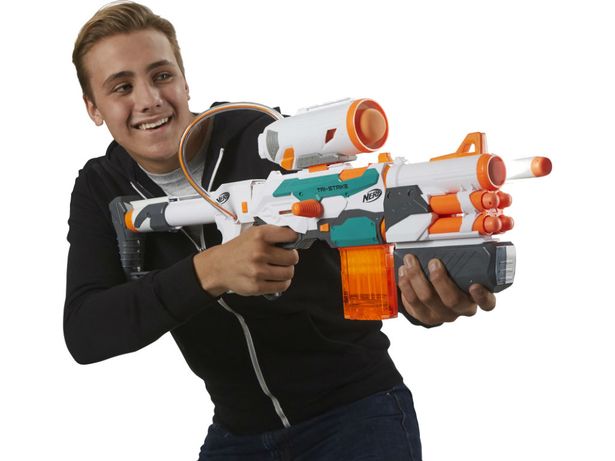 Nerf Tri-Strike - £49.99 With three different ways to blast, the Nerf Tri Strike lets kids reconfigure their blaster to suit their mood.