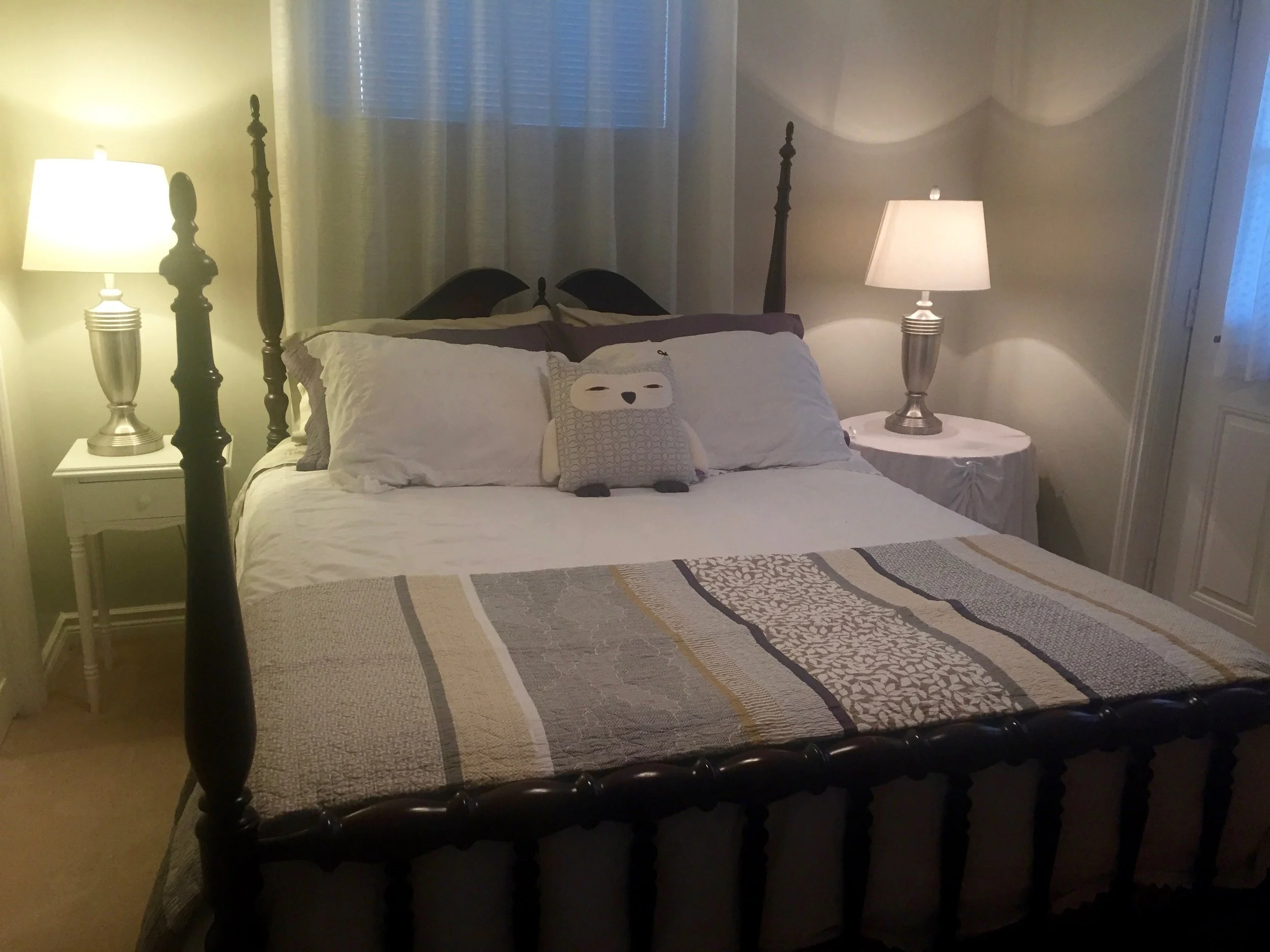 Queen Bed with Garden Door to private patio and Guest Tub Access - part of the South Wing