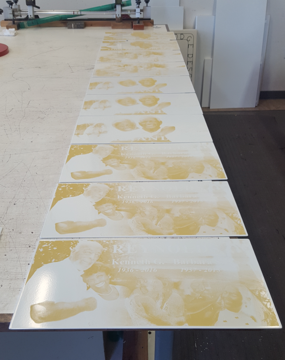 The memorial panels in process