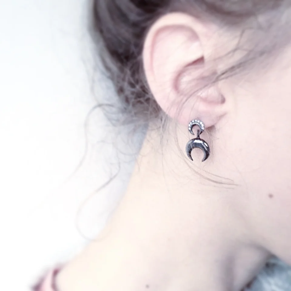 Tusk Ear Cuffs Oxidised Silver pair — CF Concept