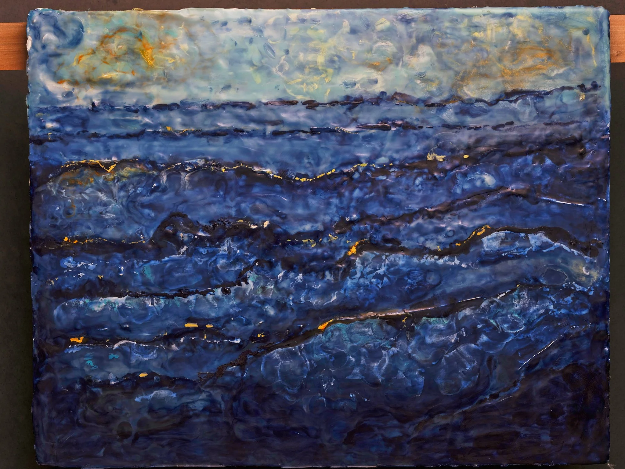 Layered Blues — 36 × 24 inches