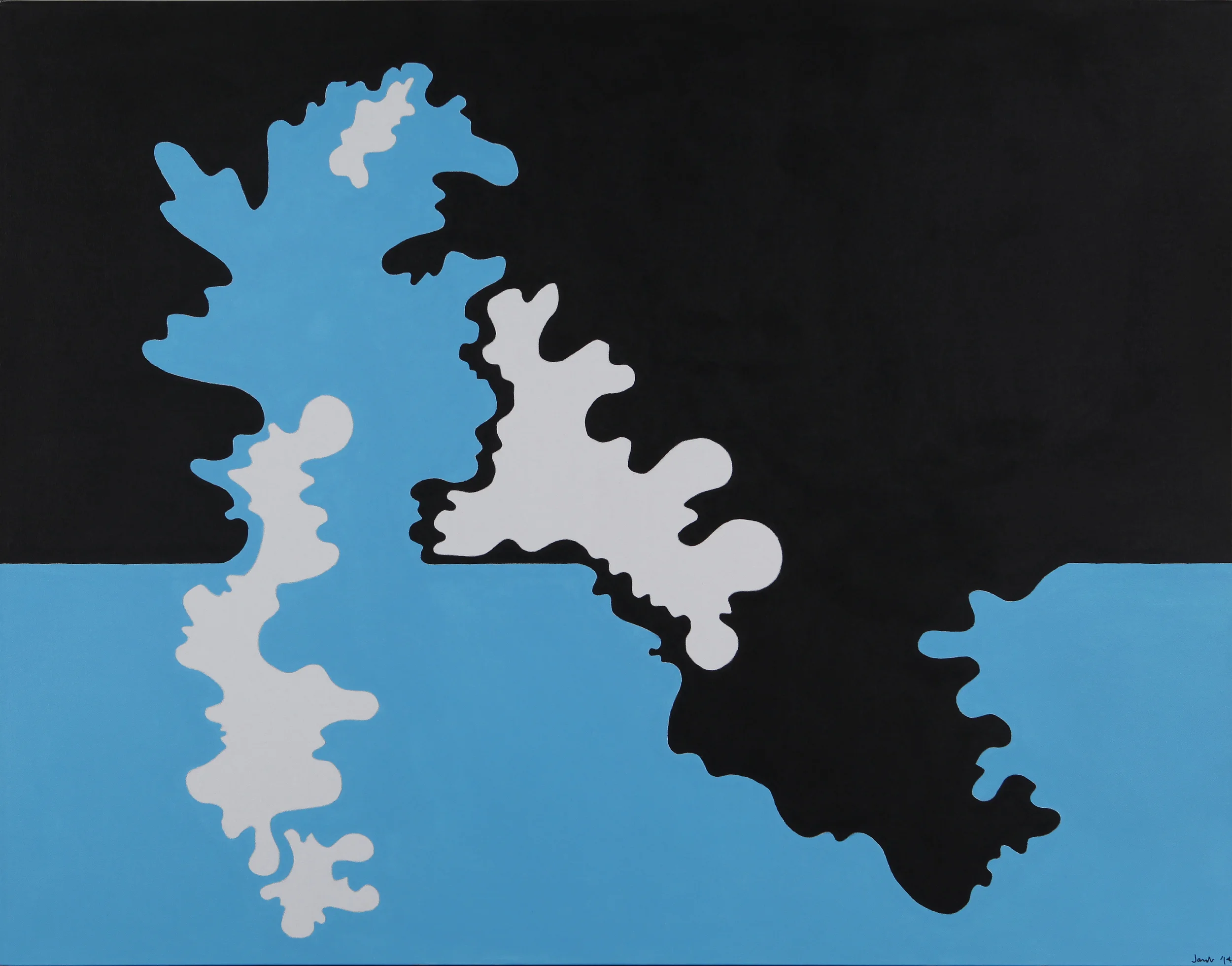 Morphed Horizon Black and Blue, 60"x48", 2014
