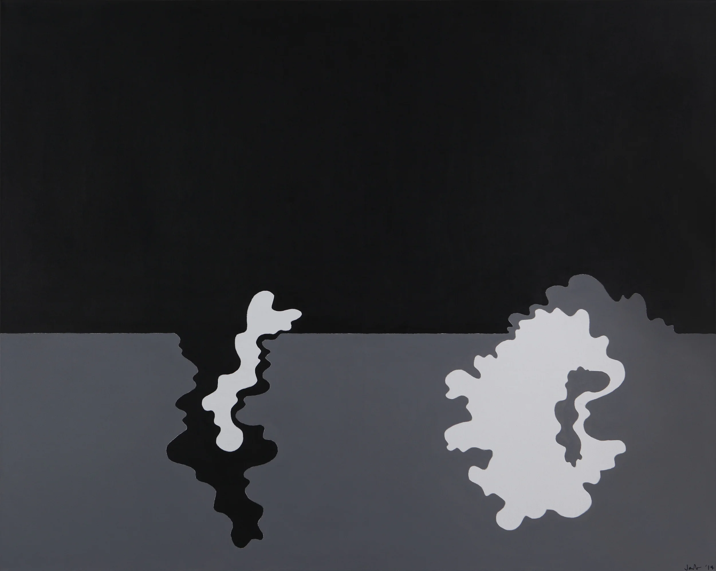 Morphed Horizon Black and Grey, 60"x48", 2014
