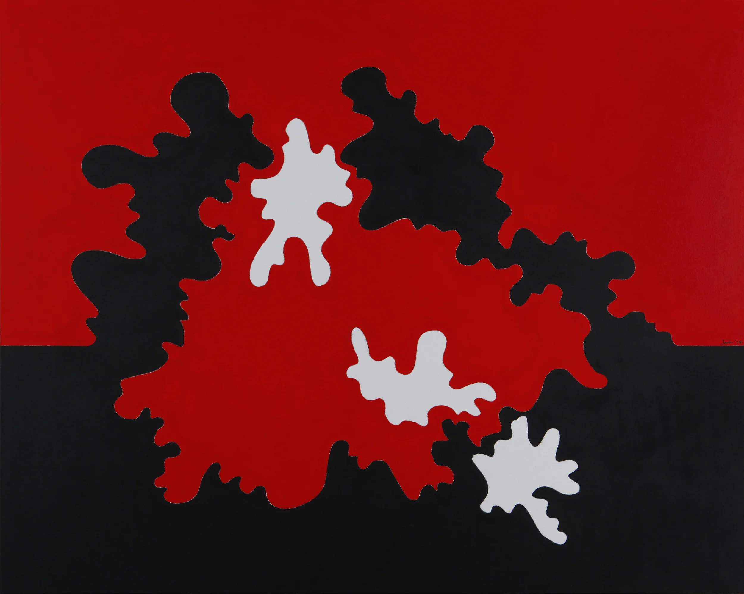 Morphed Horizon Red and Black, 60"x48", 2014