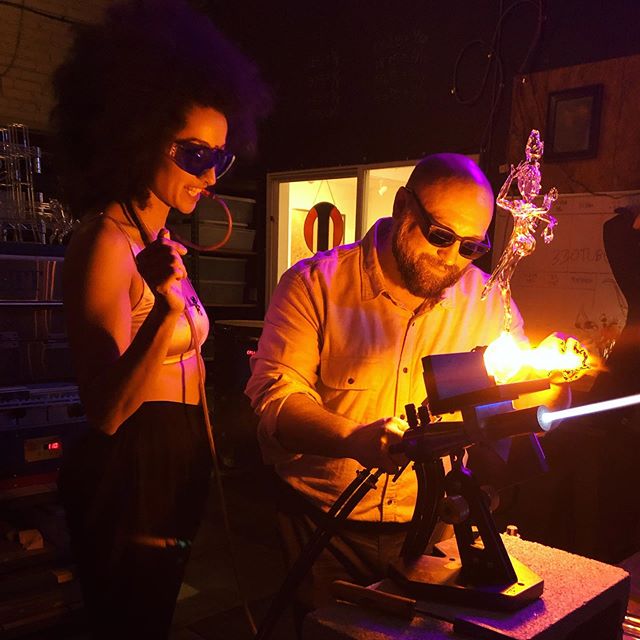 Working photos from the demo/&mdash; Happy Birthday, Uri!! I&rsquo;m so happy to have met you and be part of your dream team 🌟 you&rsquo;re a genius! @neptune_glassworks 👽👌🏼 these pictures show how cool it is to work with you and have the opportu