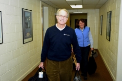 Gary Cooper, current Kiwanis Governor, and his wife Debbie Cooper carrying in their luggage for the fun-filled weekend in Black Mountain!