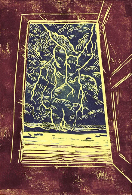 Entries for the Folio Society's Collection of Ghost Stories competition. A Tale Of An Empty House by E. F. Benson - Lino cut