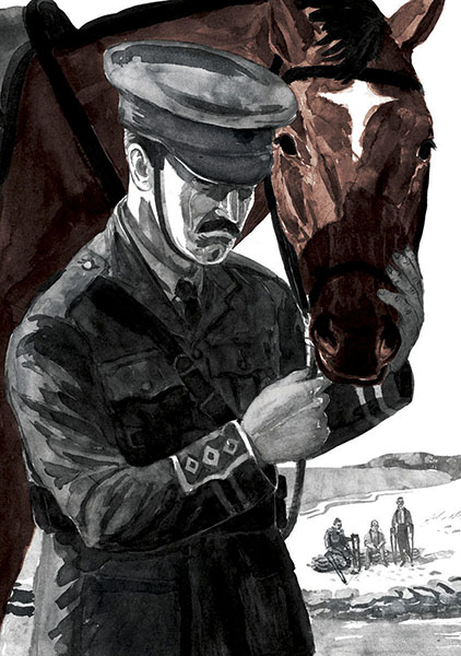 "...the troopers fell silent and sombre as we walked past unending lines of wounded waiting to board the ship back to England."