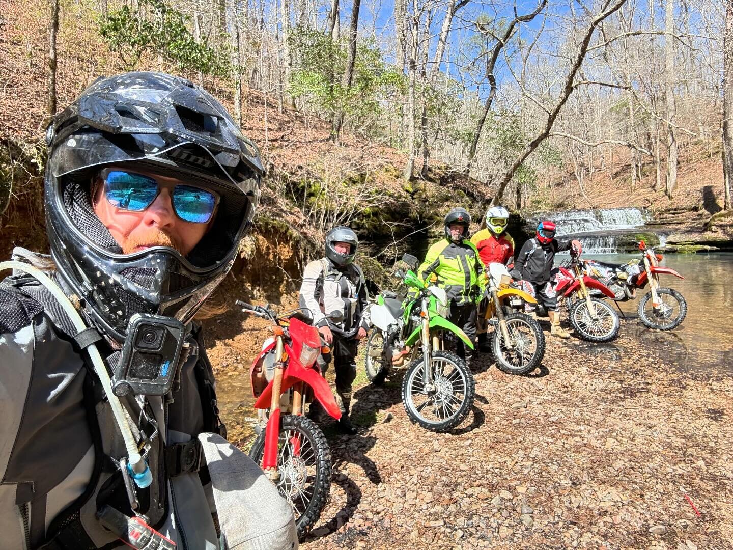 The ride season has begun.  I had a great weekend with a group of guys from Louisiana on the twisty dirt roads of Tennessee. 
Finding waterfalls is a favorite thing for us to do in dirt bikes. 
Thanks to @slavensracing @ssidecals @cardosystems @klim 