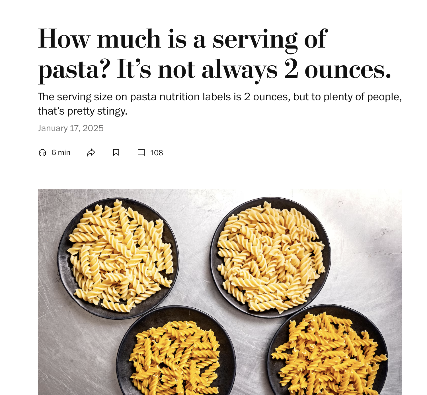 I Got to Opine in the Washington Post About Pasta Servings!