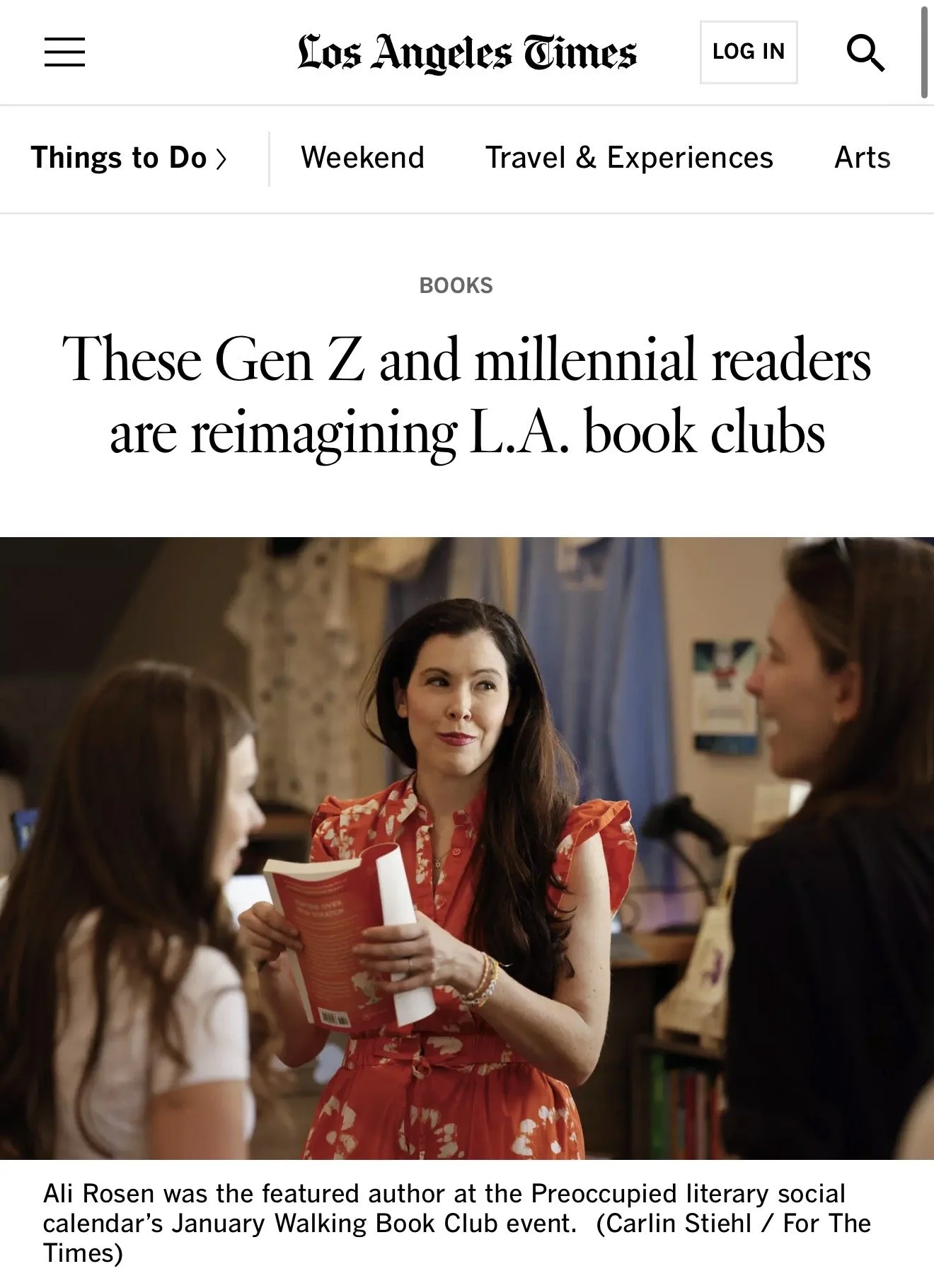 LA Times featuring the Preoccupied book club walk for The Slow Burn