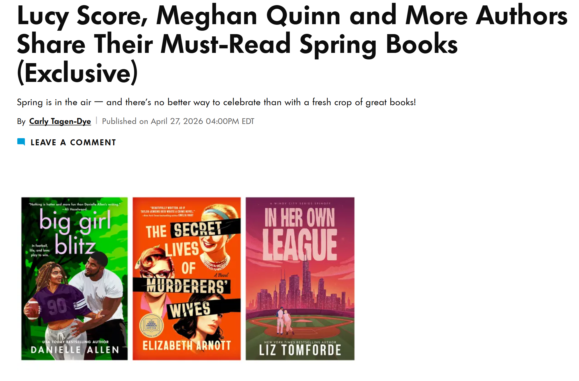People Magazine featuring their Must-Read Spring Books