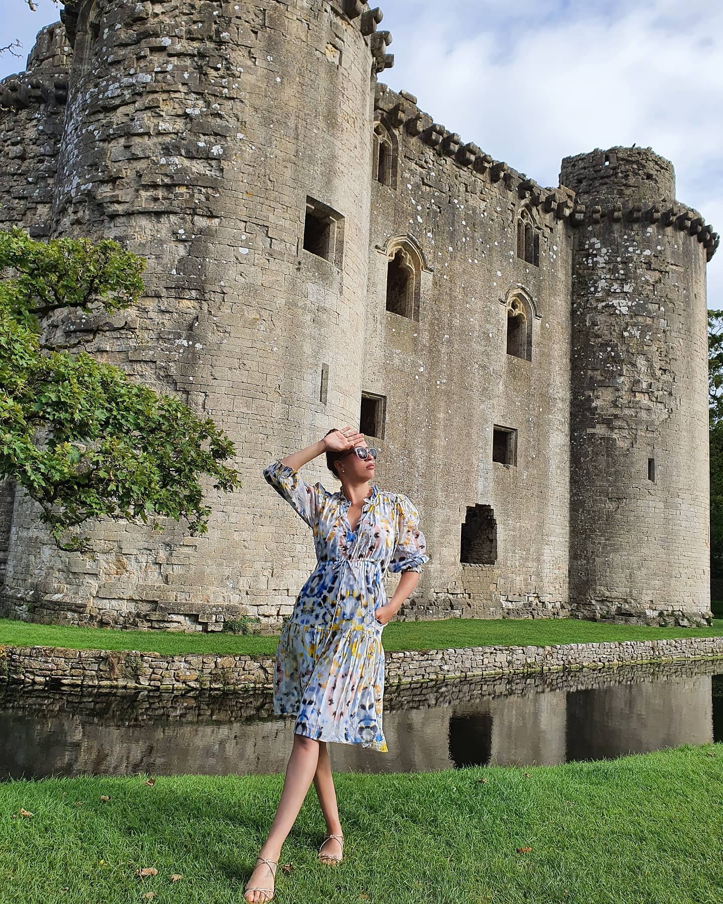 Forever on Vacation✨

But this time a stayvacation. A UK getaway with family in beautiful Somerset. We absolutely loved it. How beautiful is Nunney Castle?
I&rsquo;m Wearing the stunning dress gifted by @eshakti  which I personalised myself for the l