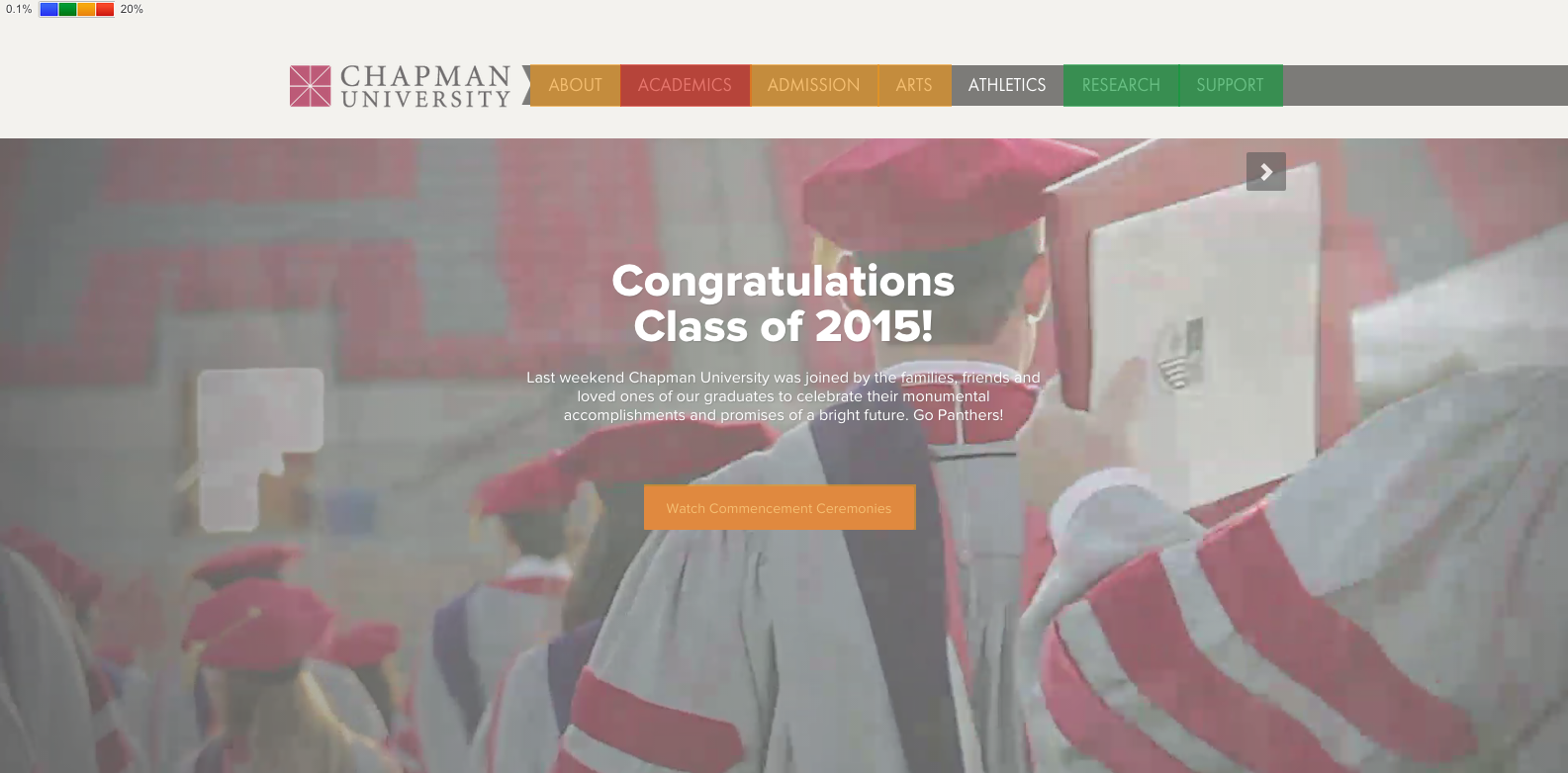 Chapman University homepage with heatmap.