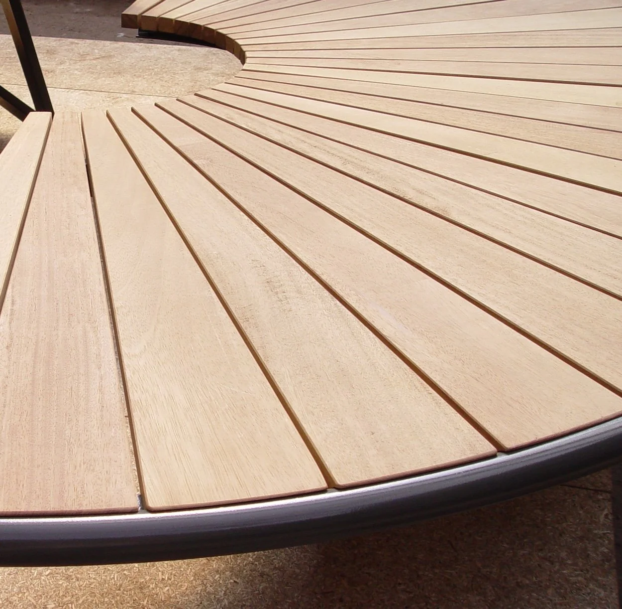 Materials  powder lacquered steel / “F.S.C Merbeau” wood  Colours natural wood / structure color on request