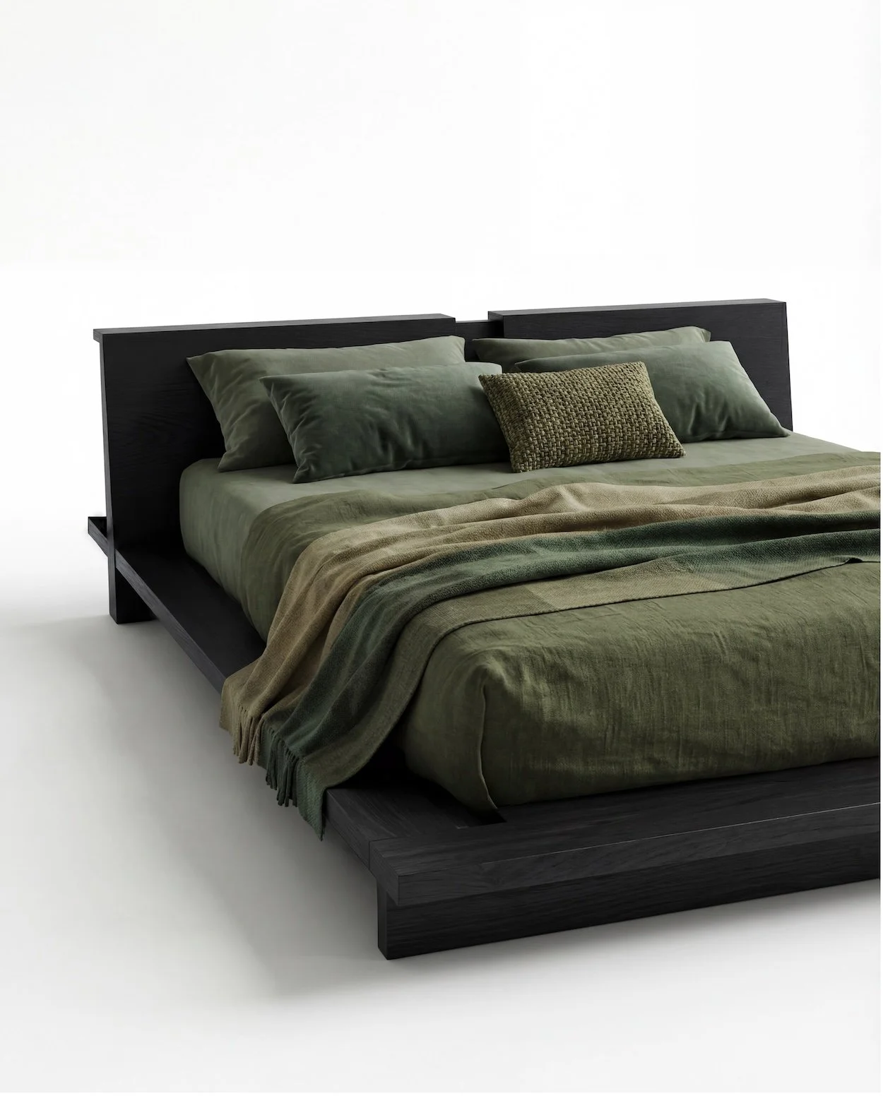 ŌKU bed base is a contemporary interpretation of the Japanese art of rest.