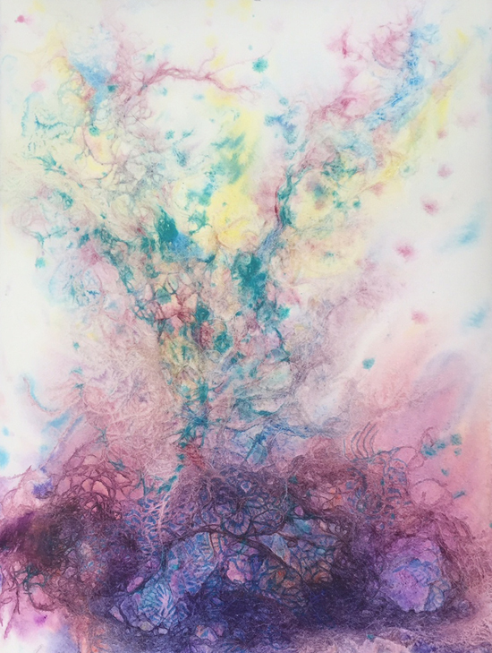 This beginning painting explores my angst going into this retreat. Sure I'm a tad anxious entering the unknown. It'll be fun to see these paintings completed AFTER the retreat!